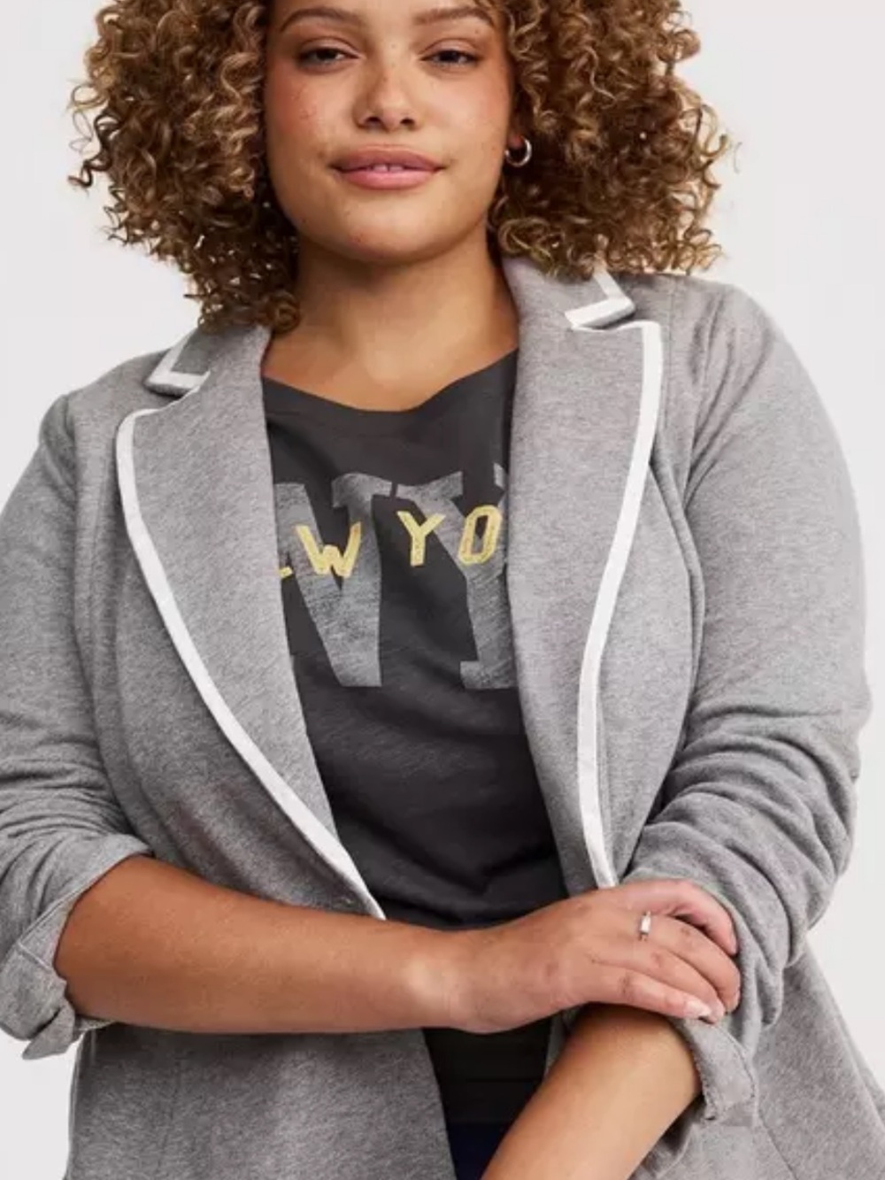 Torrid Charcoal Blazer with White Trim